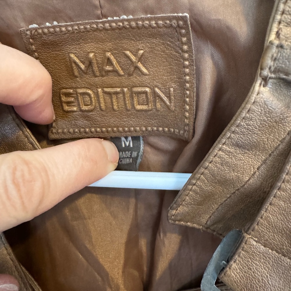 Max Edition Tan Leather Jacket - image 2